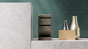 a couple of vases sitting on top of a counter