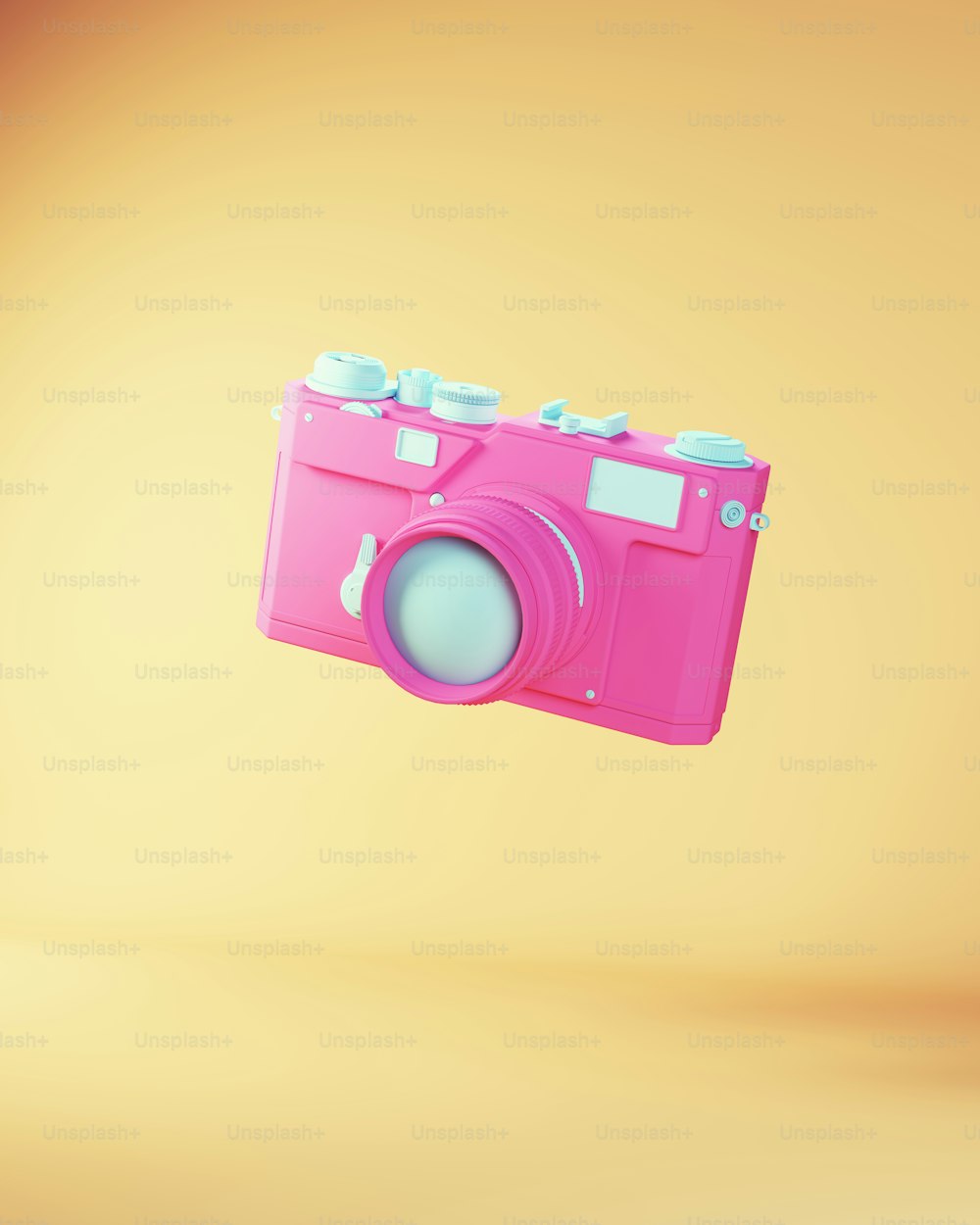 Blue Pink Vintage Camera Lens Traditional Photography Equipment Snapshot Photograph 3d illustration render