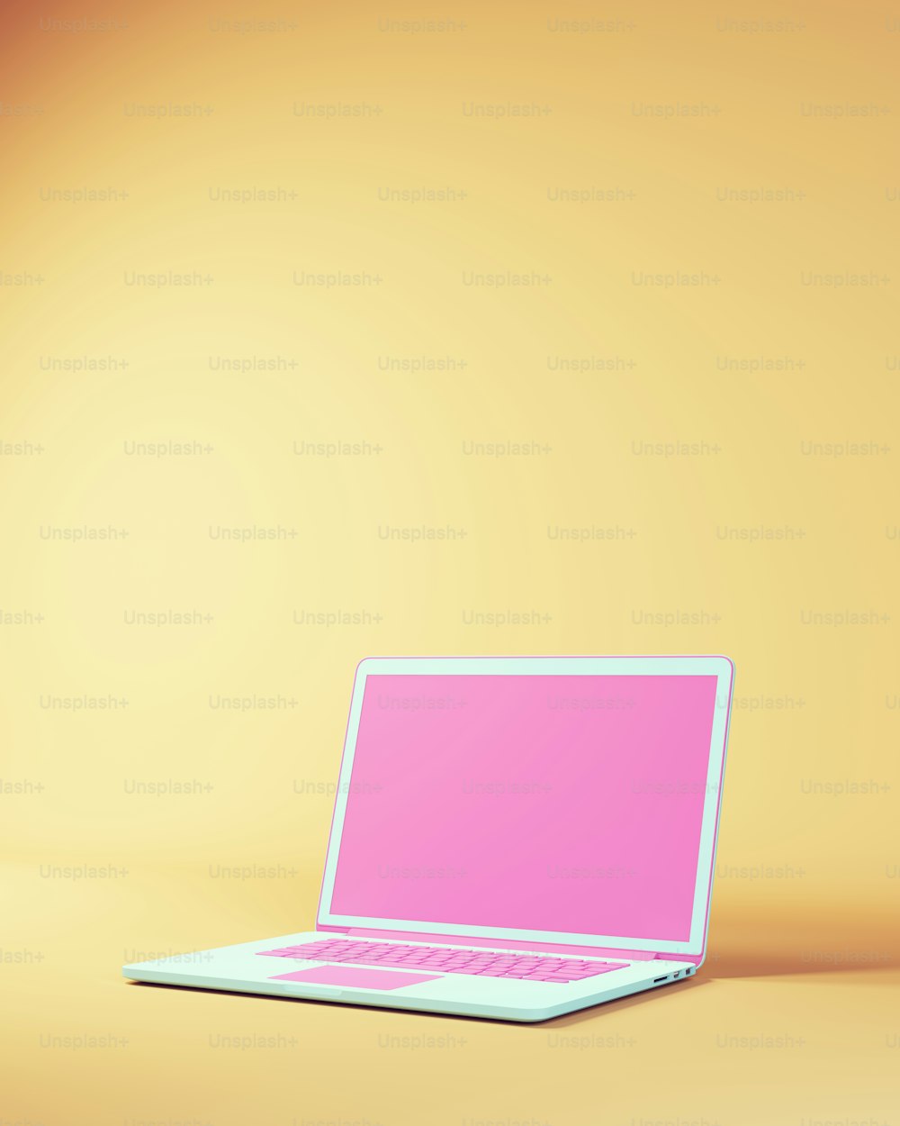 Laptop Computer Notebook Internet Communication Safety Pink Blue Yellow Beige Technology Keyboard Screen Touchpad 3d illustration render