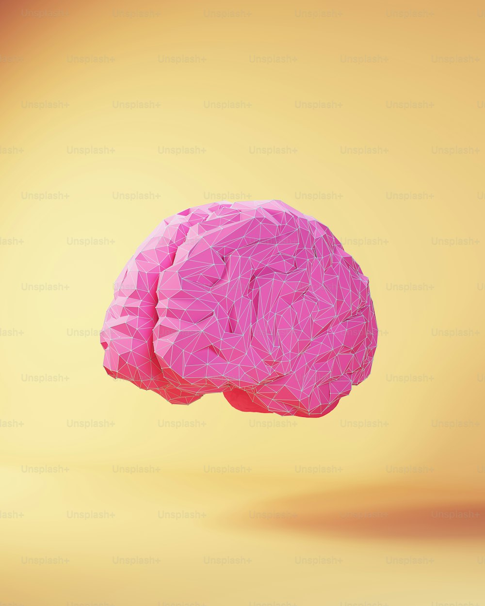 Pink Künstliche Intelligenz Gehirn Konzept Forschung Innovation Neuronale Netze KI Ethik Daten Cyborg Robotik 3D-Illustration Rendering
