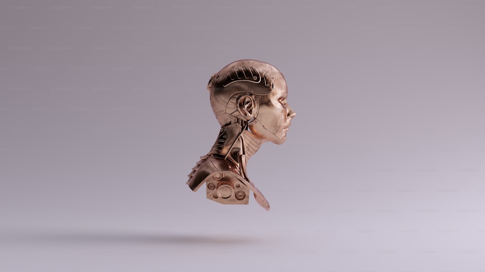 Bronzo Cyborg Busto Vista destra Illustrazione 3d 3d rendering