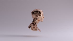 Bronze Cyborg Büste Rechtsansicht 3D-Illustration 3D-Rendering