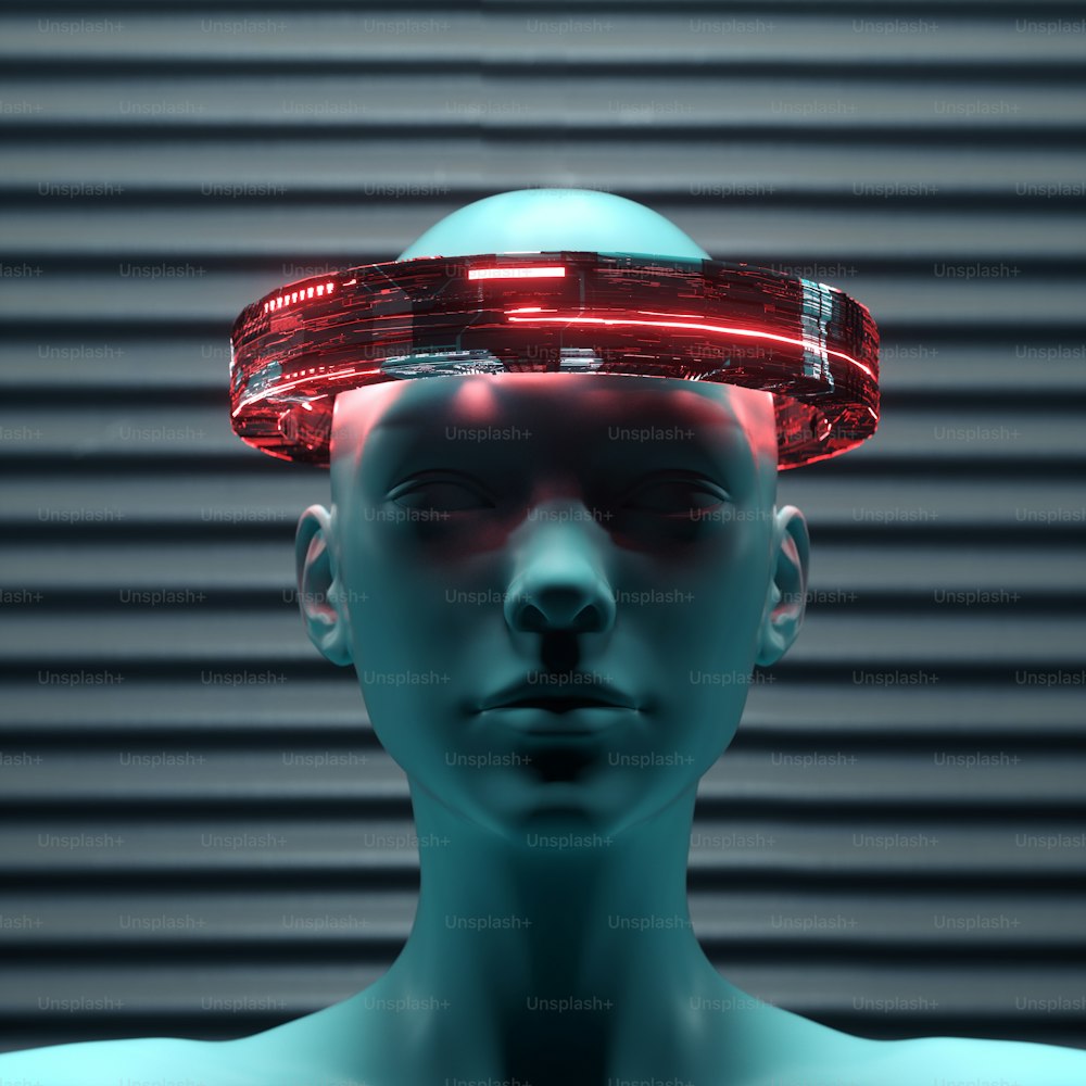 Robô feminino futurista. Conceito de inteligência artificial e inovação. Esta é uma ilustração de renderização 3D.