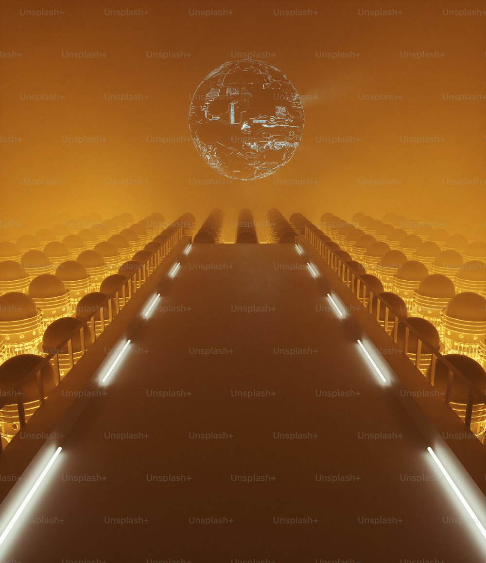 未来的な橋の背景。SFとファンタジーのコンセプト。これは3Dレンダリングイラストです。