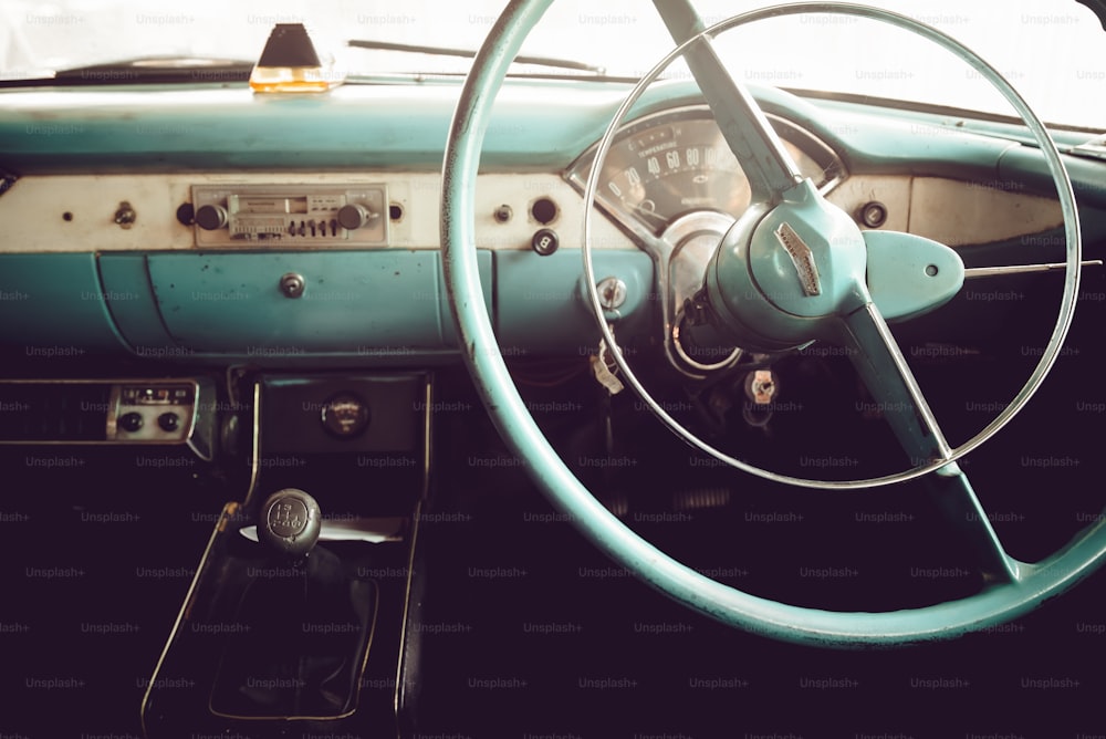 Classic car - vehicle interior of vintage car