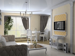 modern interior in classic style (3D rendering)