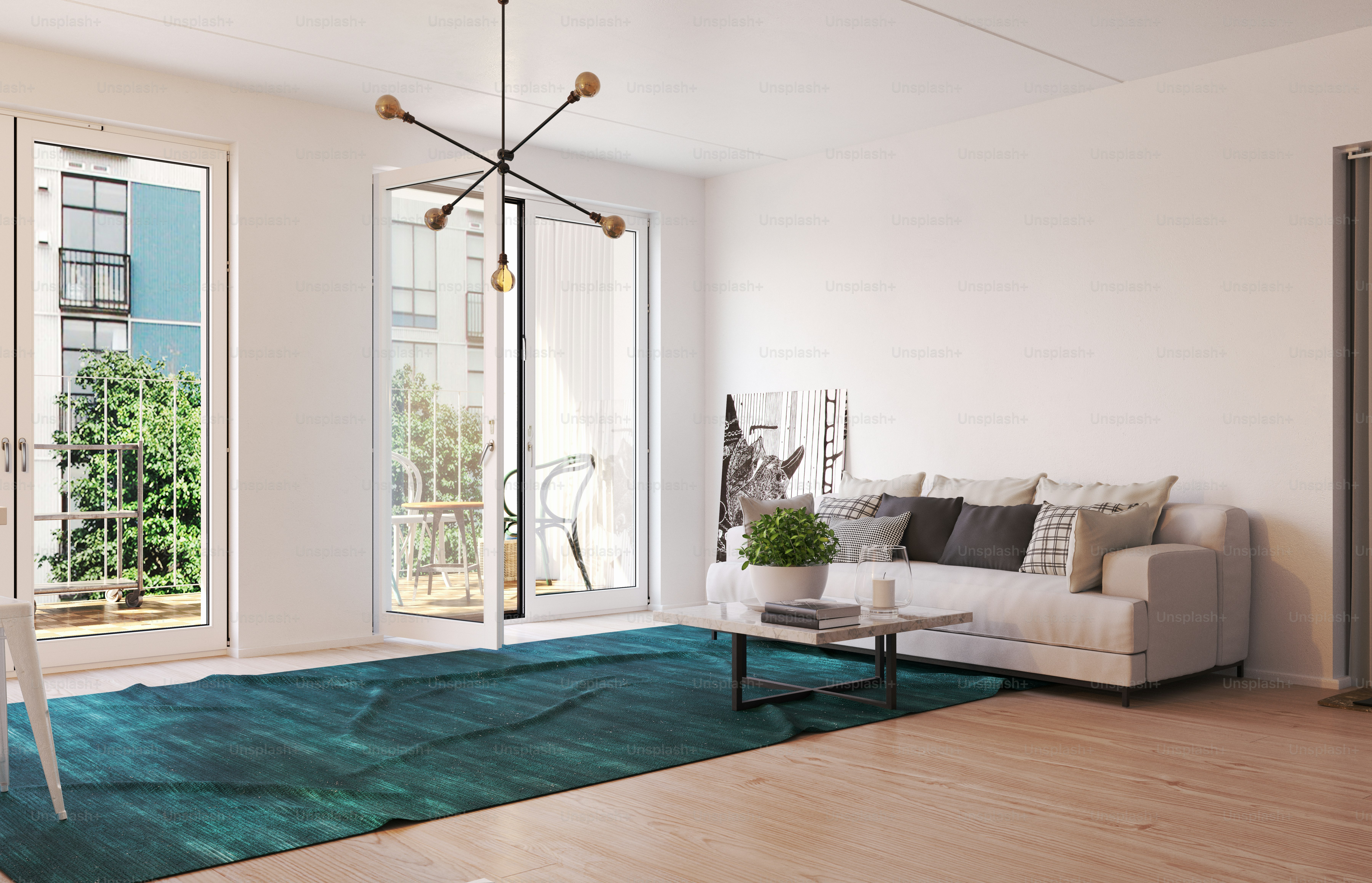 Modern living interior design. 3d rendering concept photo – Art Image ...