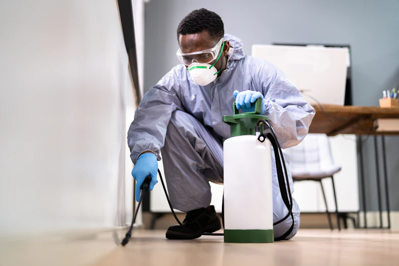 StrikeForce pest control technician preparing treatment equipment in Tampa Bay