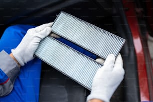 New Clean Car Filter. Vehicle Fresh Air. Automobile Maintenance