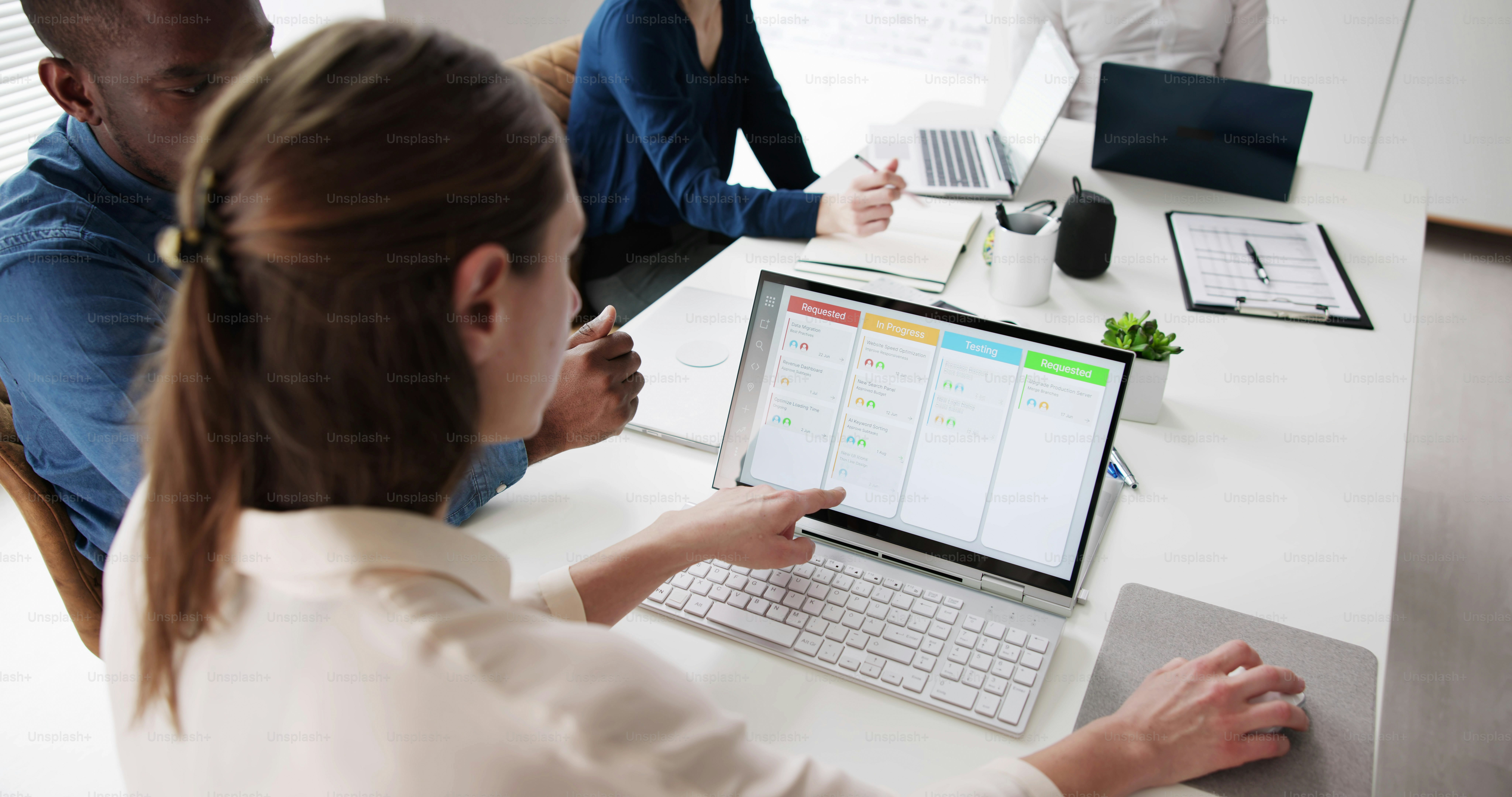 Scrum Manager Agile Software Project On Laptop