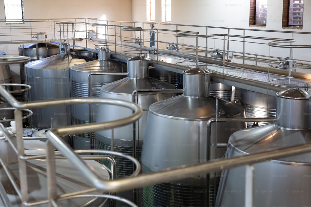 Interior of wine plant shop with modern equipment