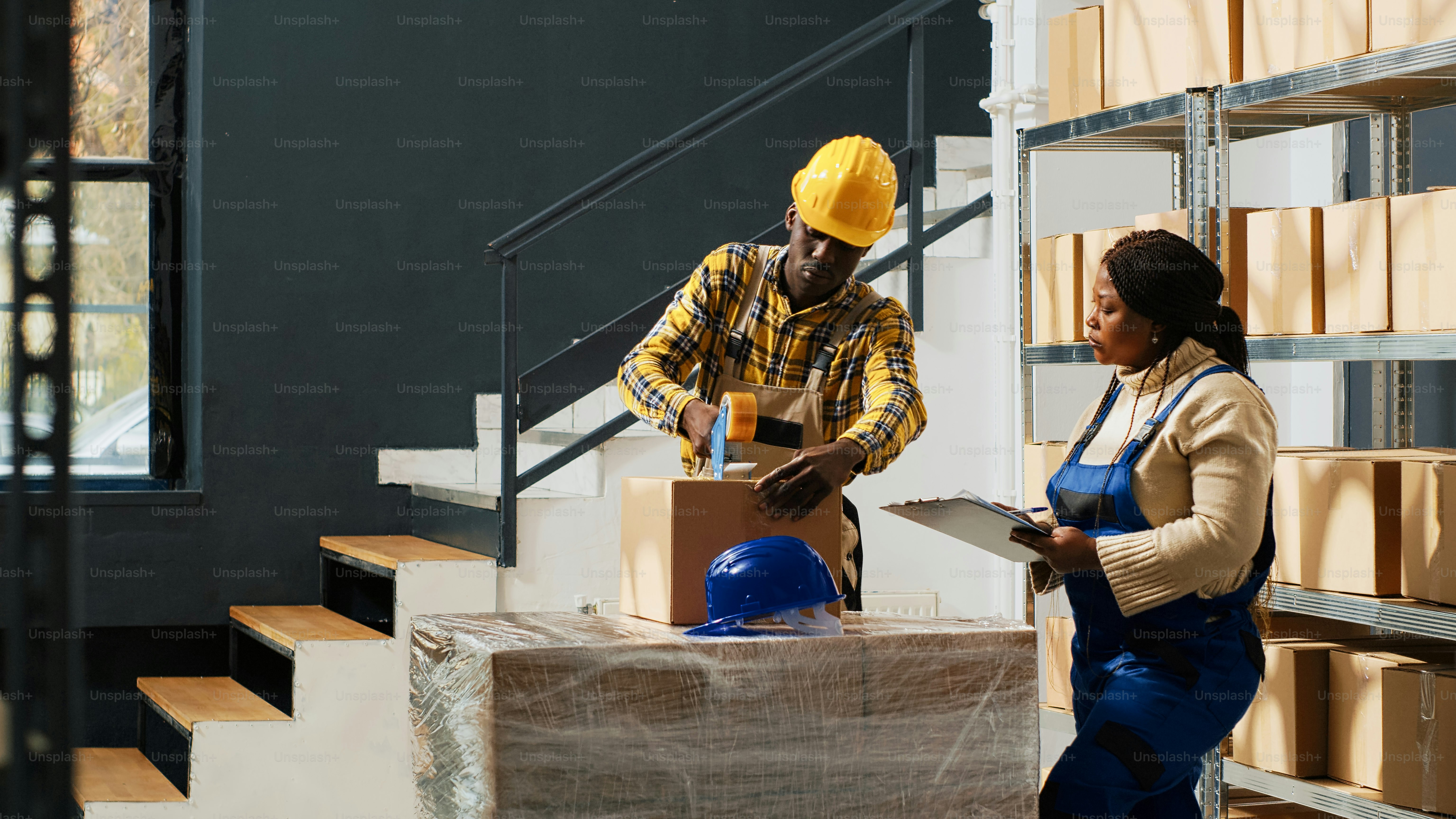 Organized warehouse storage rooms with inventory