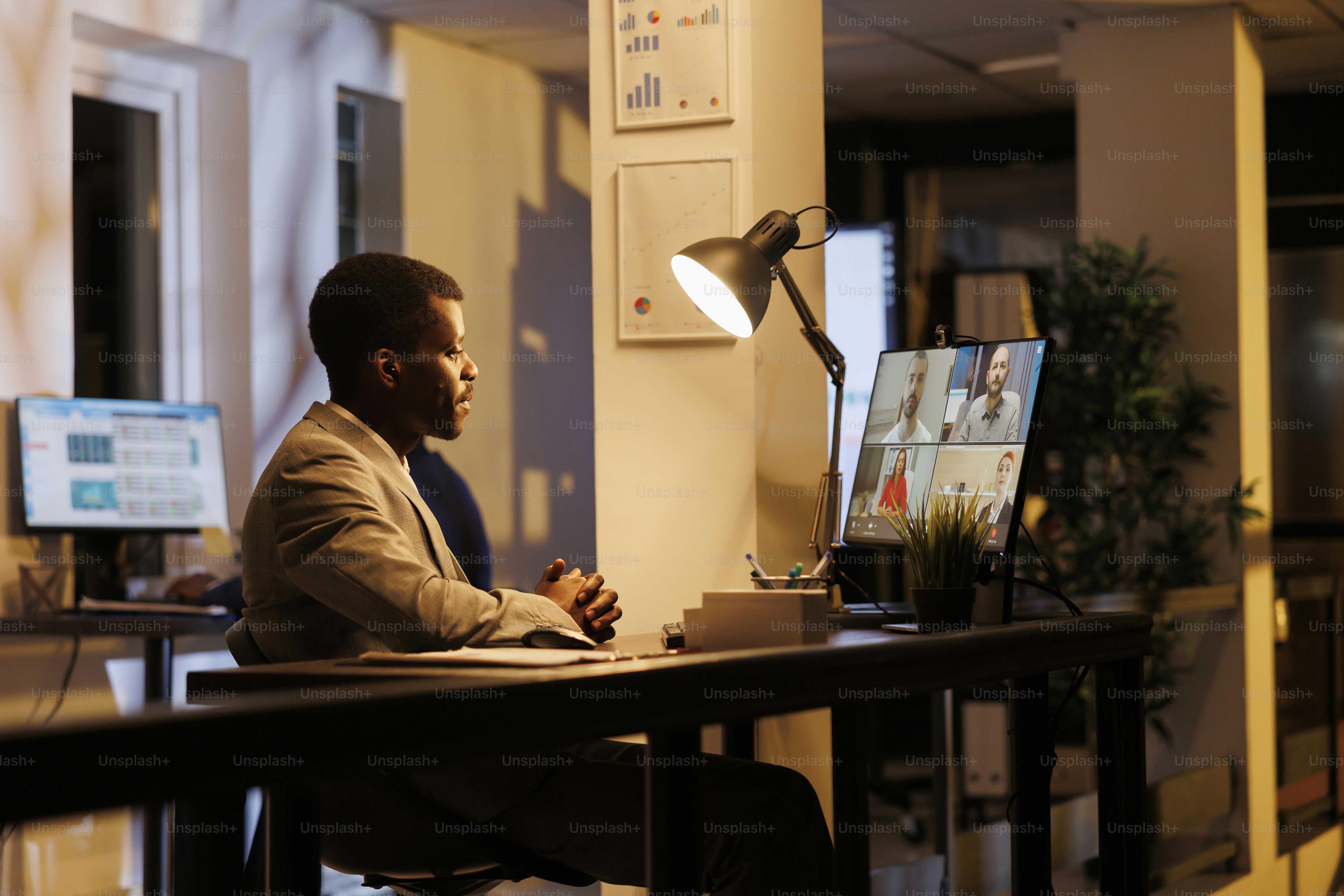 Online meeting on computer