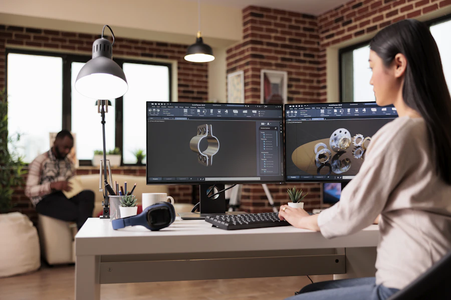 CAD modelling on dual monitors