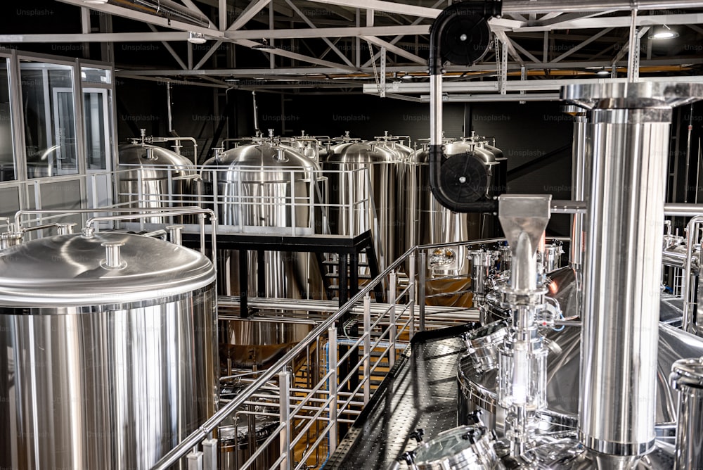 Craft beer brewing equipment in privat brewery.