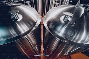 Craft beer brewing equipment in privat brewery.