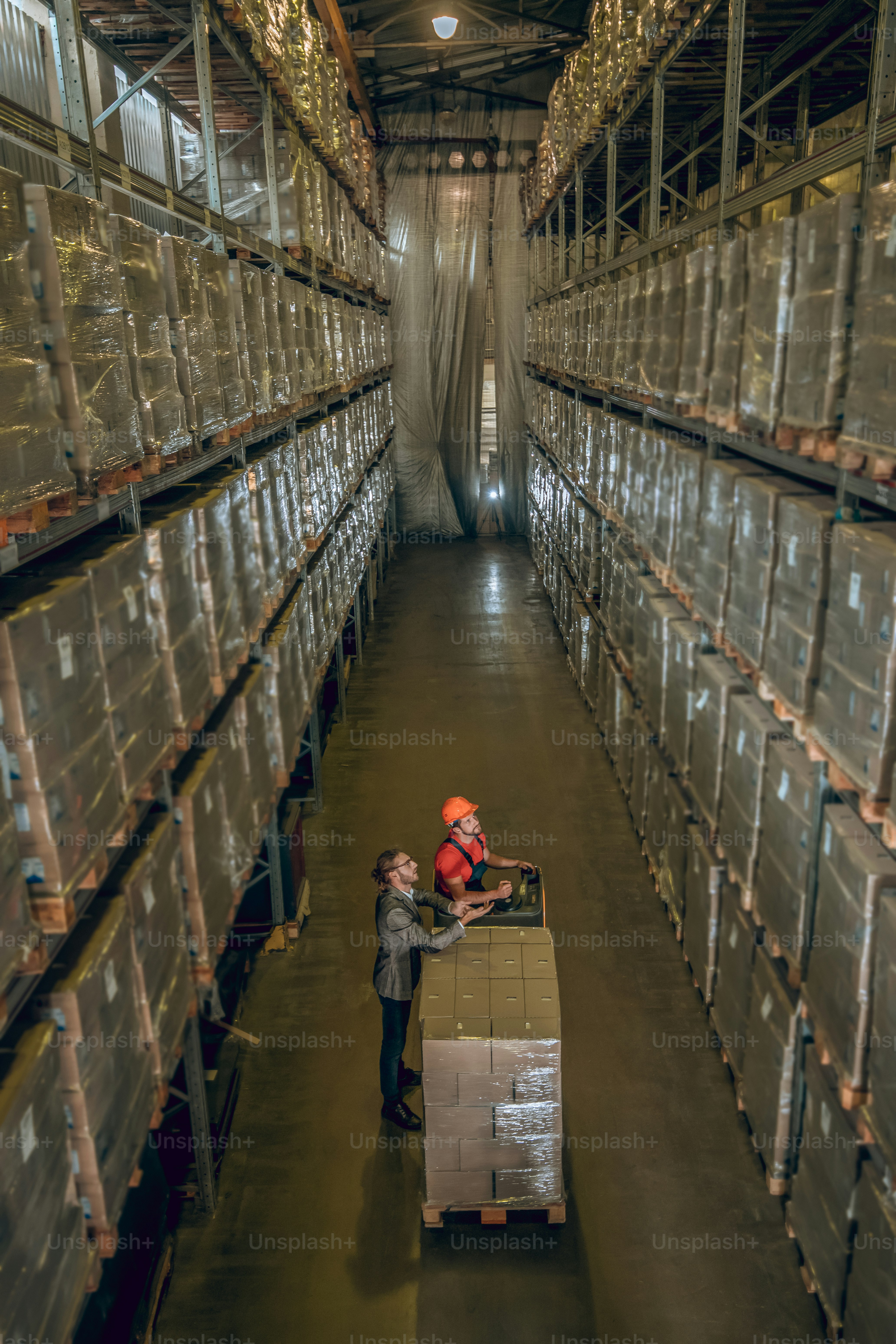 Working. Top view of a person working in the megastore