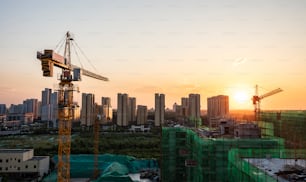 Construction site in the evening