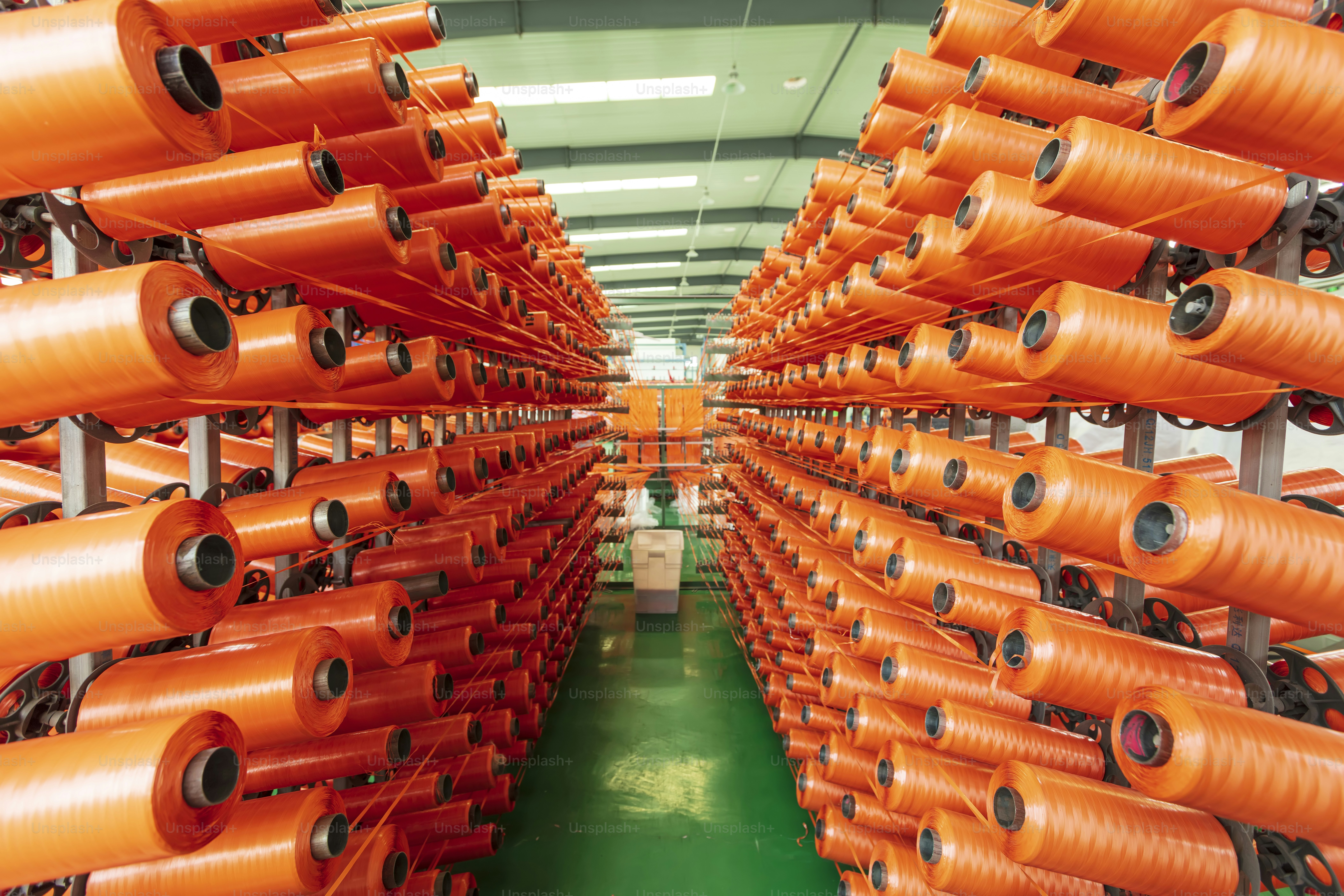 Packaging bag production workshop, The production workshop of woven belt, A factory workshop where textile belts are produced