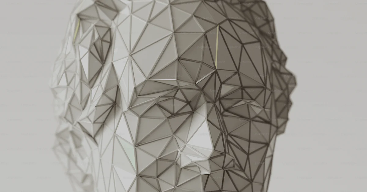 Faces Made From Triangles A man's face is made up of triangles photo – Artificial intelligence ...