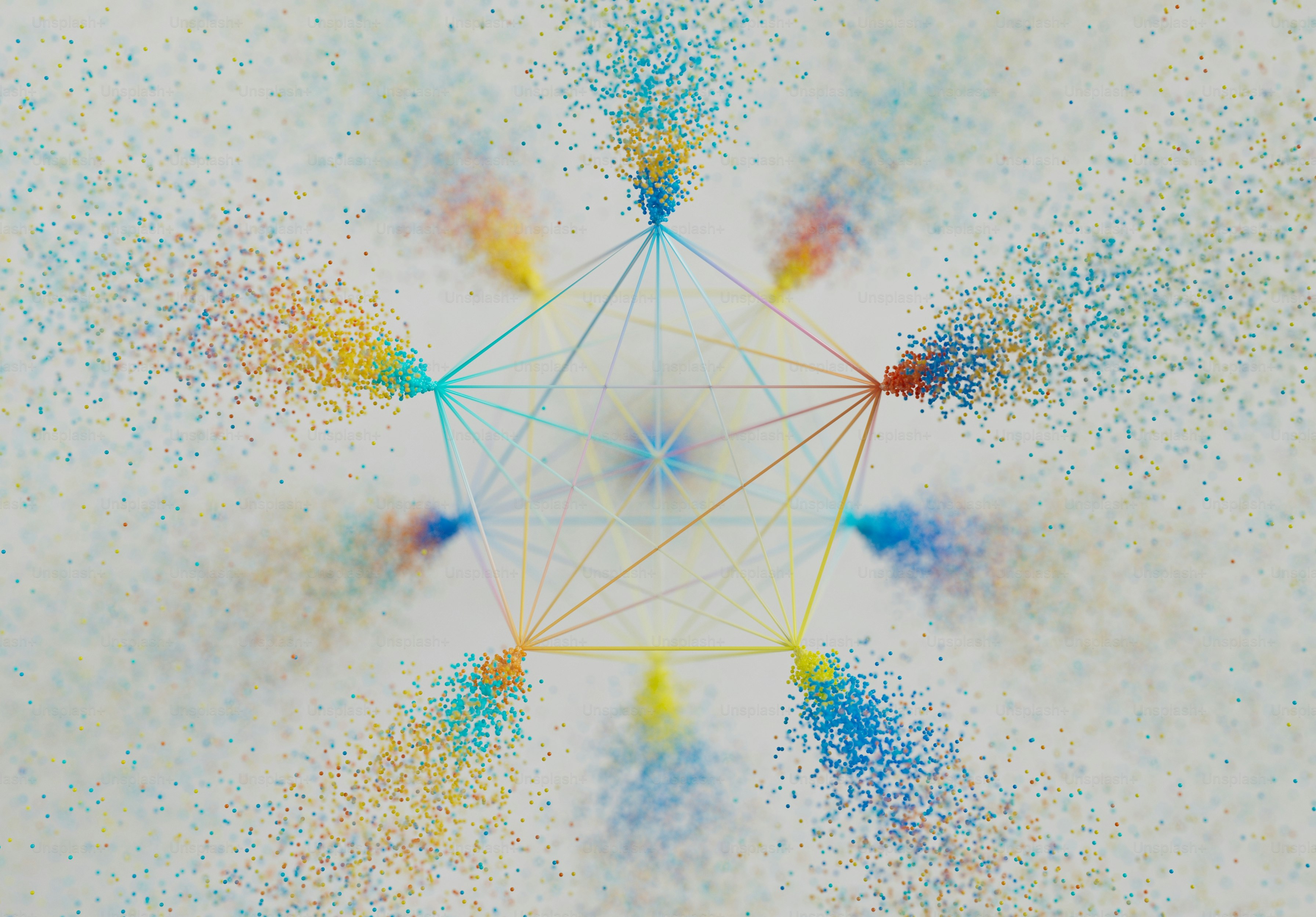 Una imagen de una estrella rodeada de chispas de colores