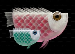 L’amour dans les profondeurs de l’eau mère poisson et bébé poisson sous-marin fantastique concept de peinture, art surréaliste, mère célibataire