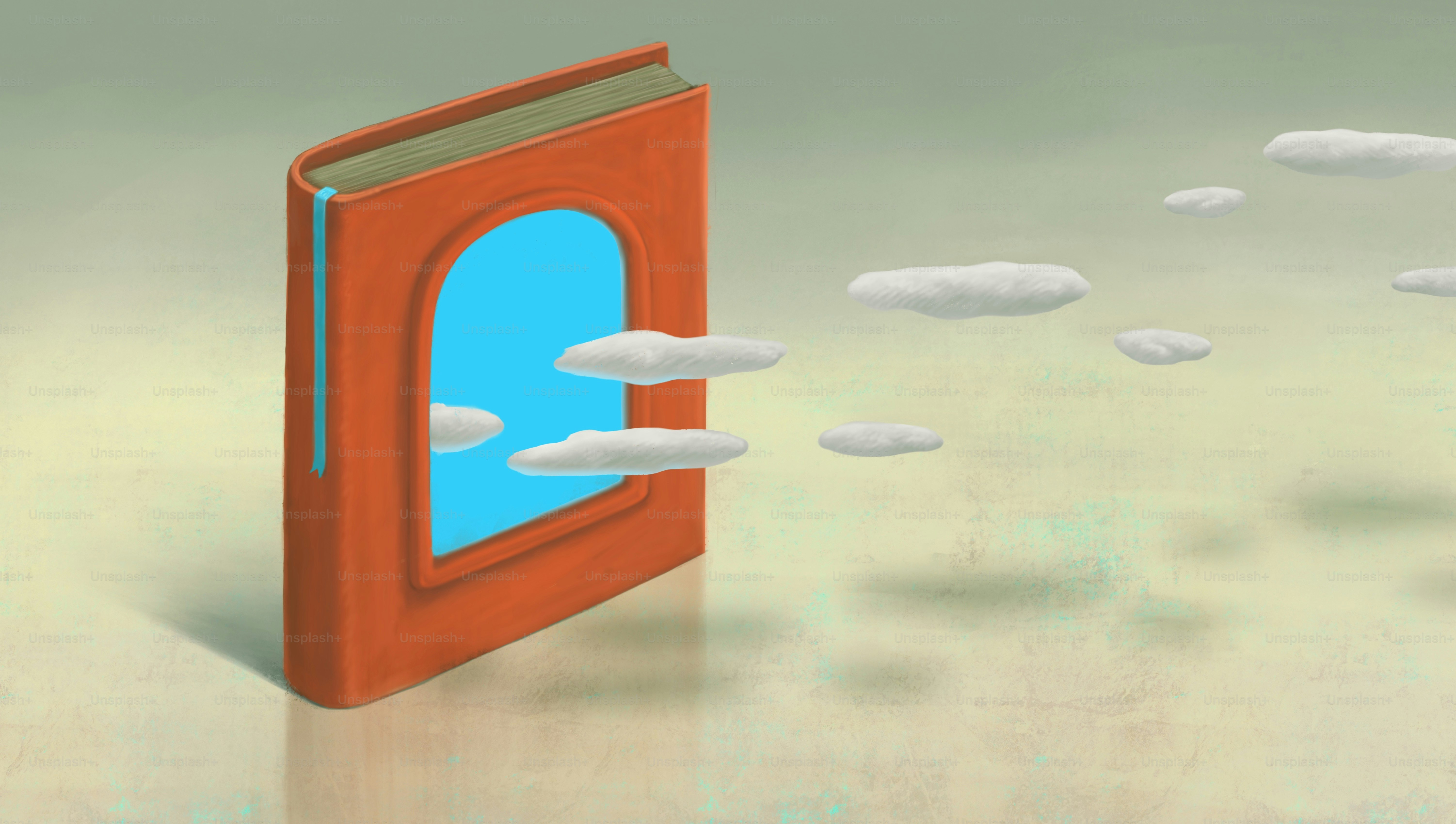 Education￼ learning dream hope inspiration and freedom concept, ￼imagination book. surreal painting. Fantasy art, conceptual artwork, happiness of child , 3d illustration