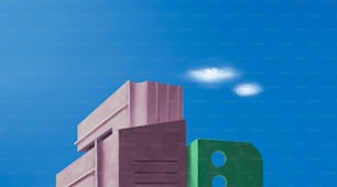 Modern city with blue sky, minimal artwork, building illustration, abstract architecture background illustration