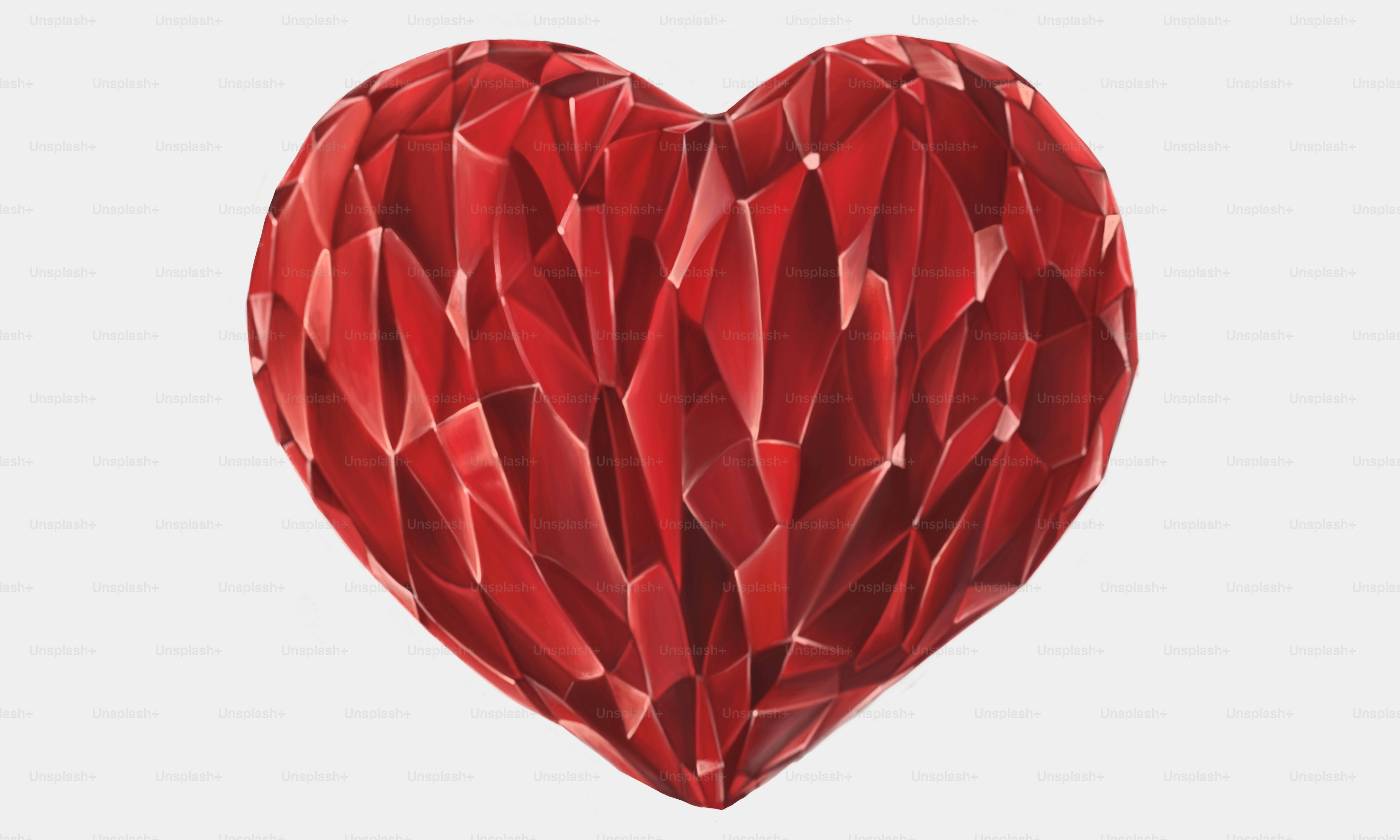 Love concept, illustration of heart shape, painting, isolated on white background