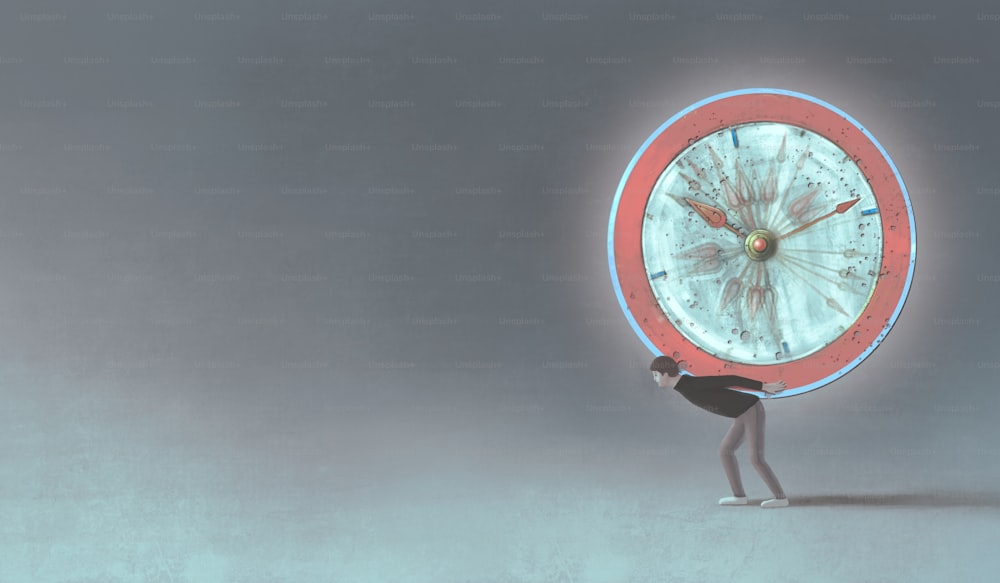 Concept idea art of time and memorie. Abstract artwork of surreal clocks . Conceptual painting