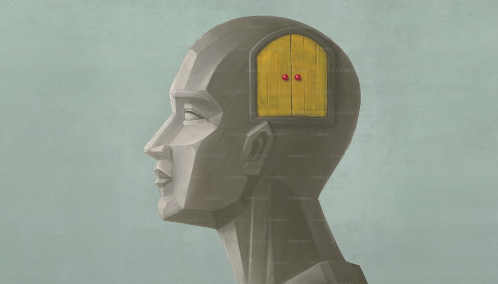 Concept art, idea of brain freedom memory and psychology , surreal painting, conceptual illustration, portrait artwork