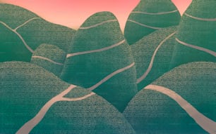 산 풍경의 그림입니다. 판타지 페인팅. 자연