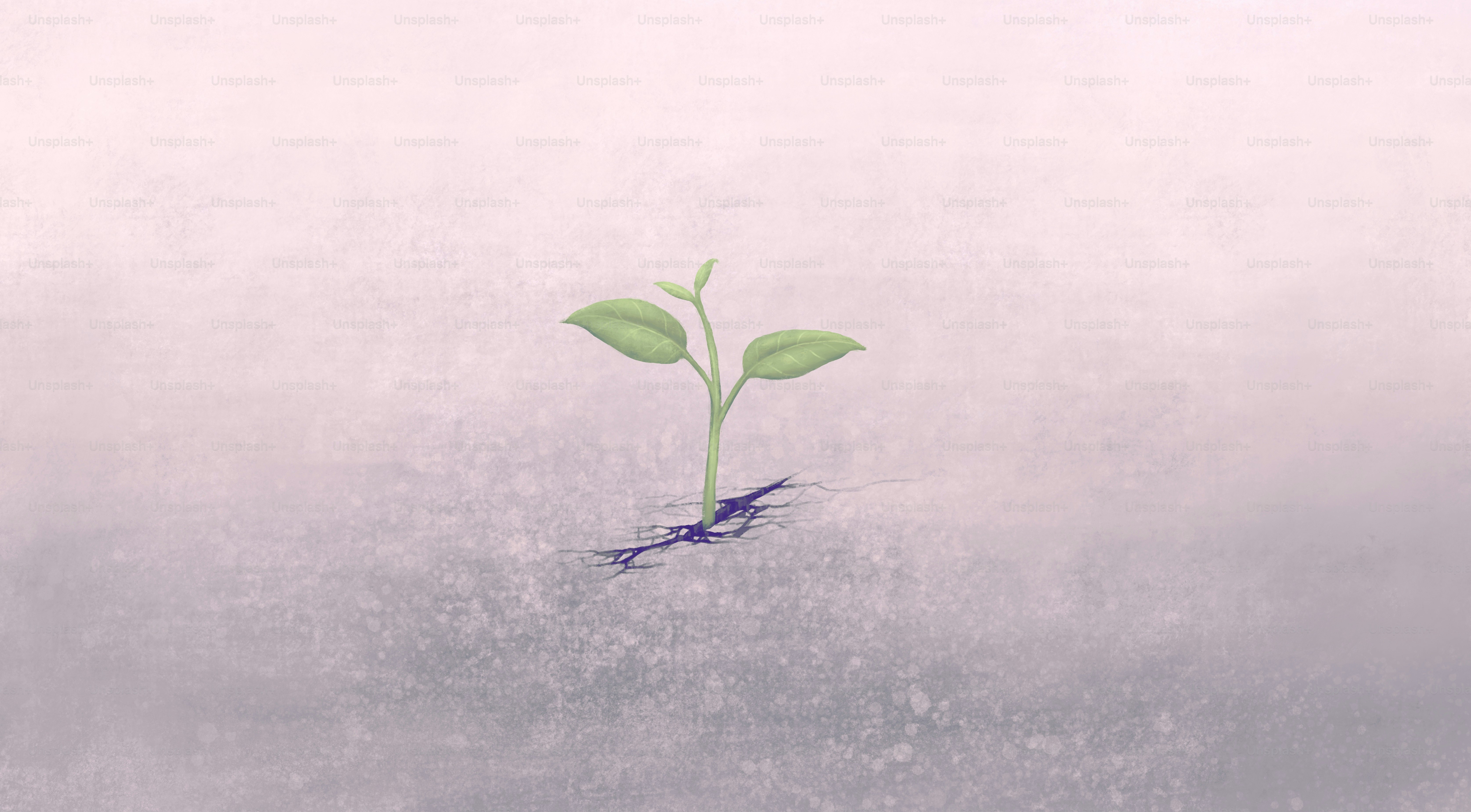 Concept idea of hope nature life inspiration motivation and freedom. A tree growing in a crack of city. surreal art. painting illustration.