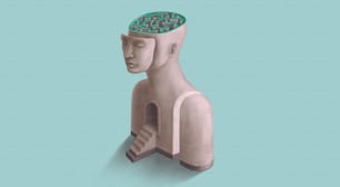 Concept idée art du cerveau esprit et psychologie. Œuvre d’art surréaliste de labyrinthe sur la tête humaine.