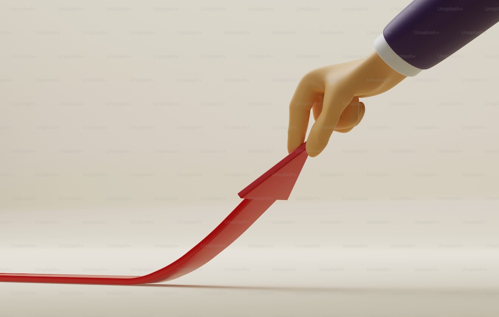 Businessman hand changing direction red arrow. Planning a new business strategy going in a better direction or growing up. 3d render illustration.