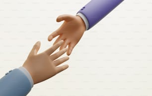 Business people reach out to help business people together Helping each other out of the economic situation or cooperation to support each other. 3d render illustration.