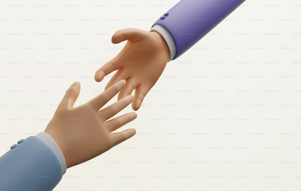 Business people reach out to help business people together Helping each other out of the economic situation or cooperation to support each other. 3d render illustration.