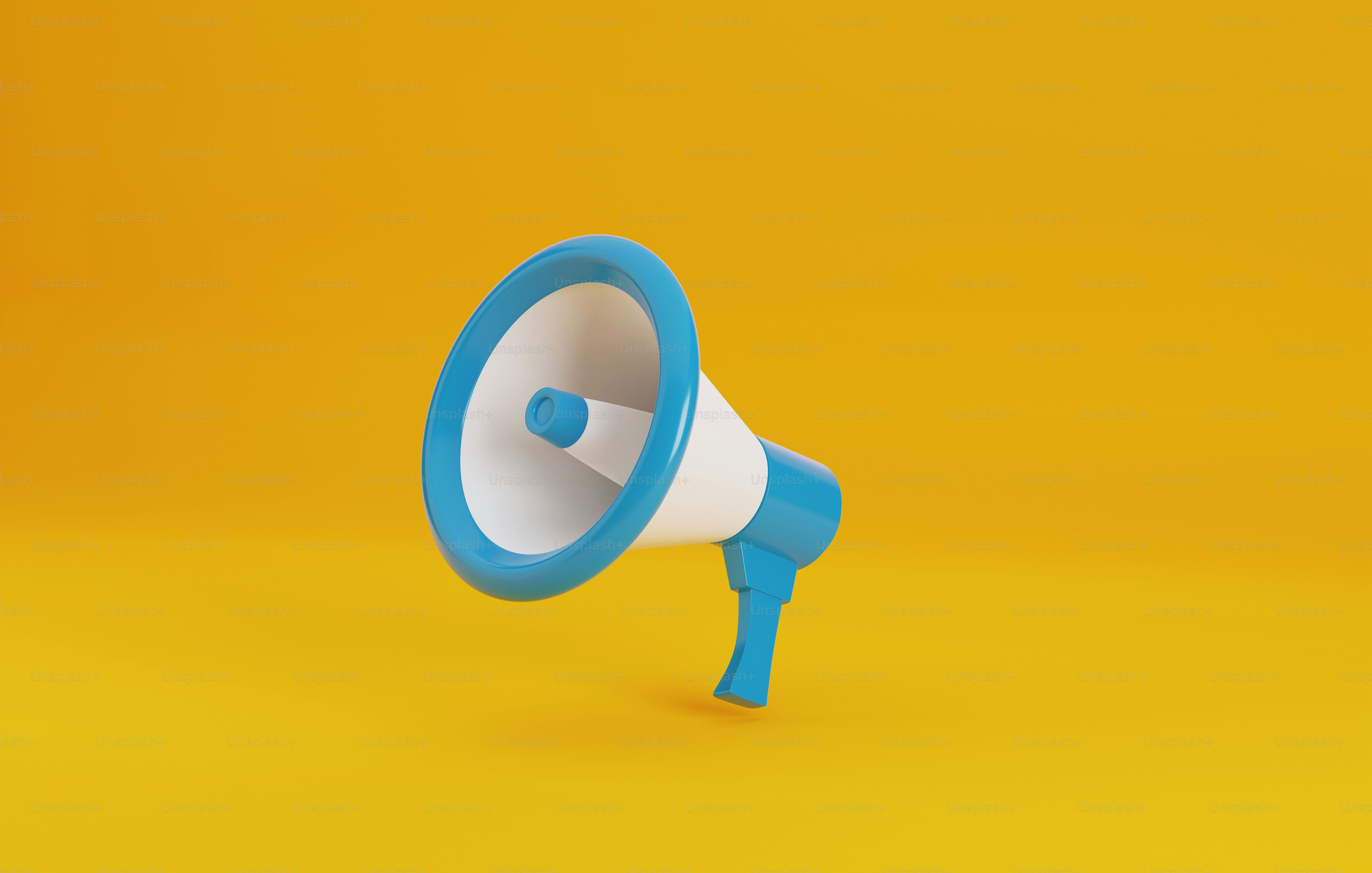 Megaphone on background yellow. Promotion advertisement. 3D render illustration.