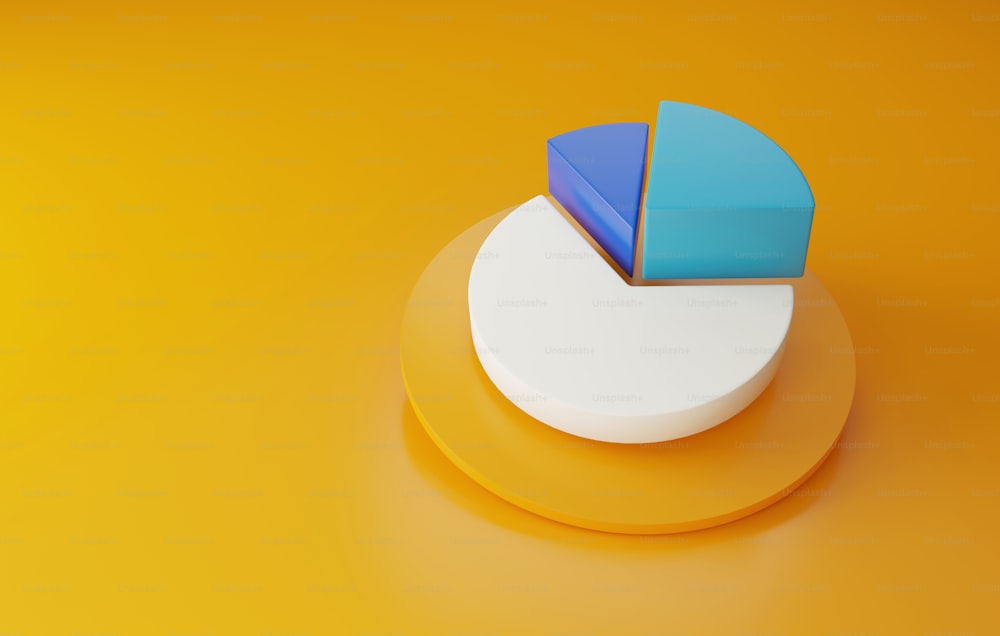 Pie chart on orange background financial analysis business data growth chart. 3d render illustration.