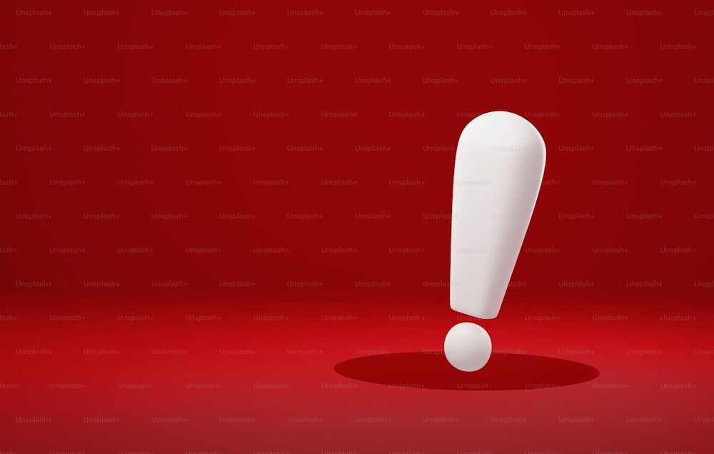 Symbole blanc du point d’exclamation d’avertissement urgent au-dessus d’un grand trou sur fond rouge Panneau d’avertissement de sécurité Avertissement de danger de risque. Illustration de rendu 3D.