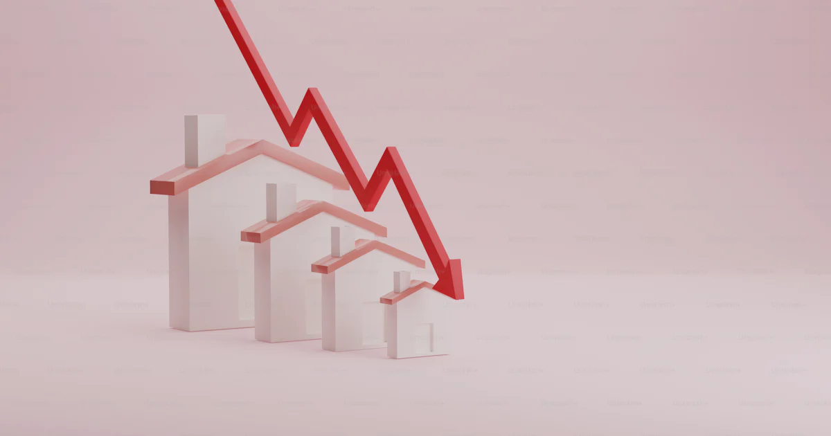 House Falling Value Graph Graph of real estate market where arrowhead is falling. recession House ...