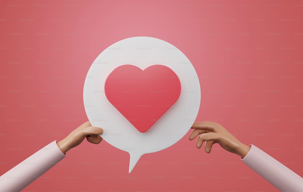 Send love speech bubbles Give a heart icon or give love to be satisfied on the day of love or give love to people on valentines day. 3D Render illustration.