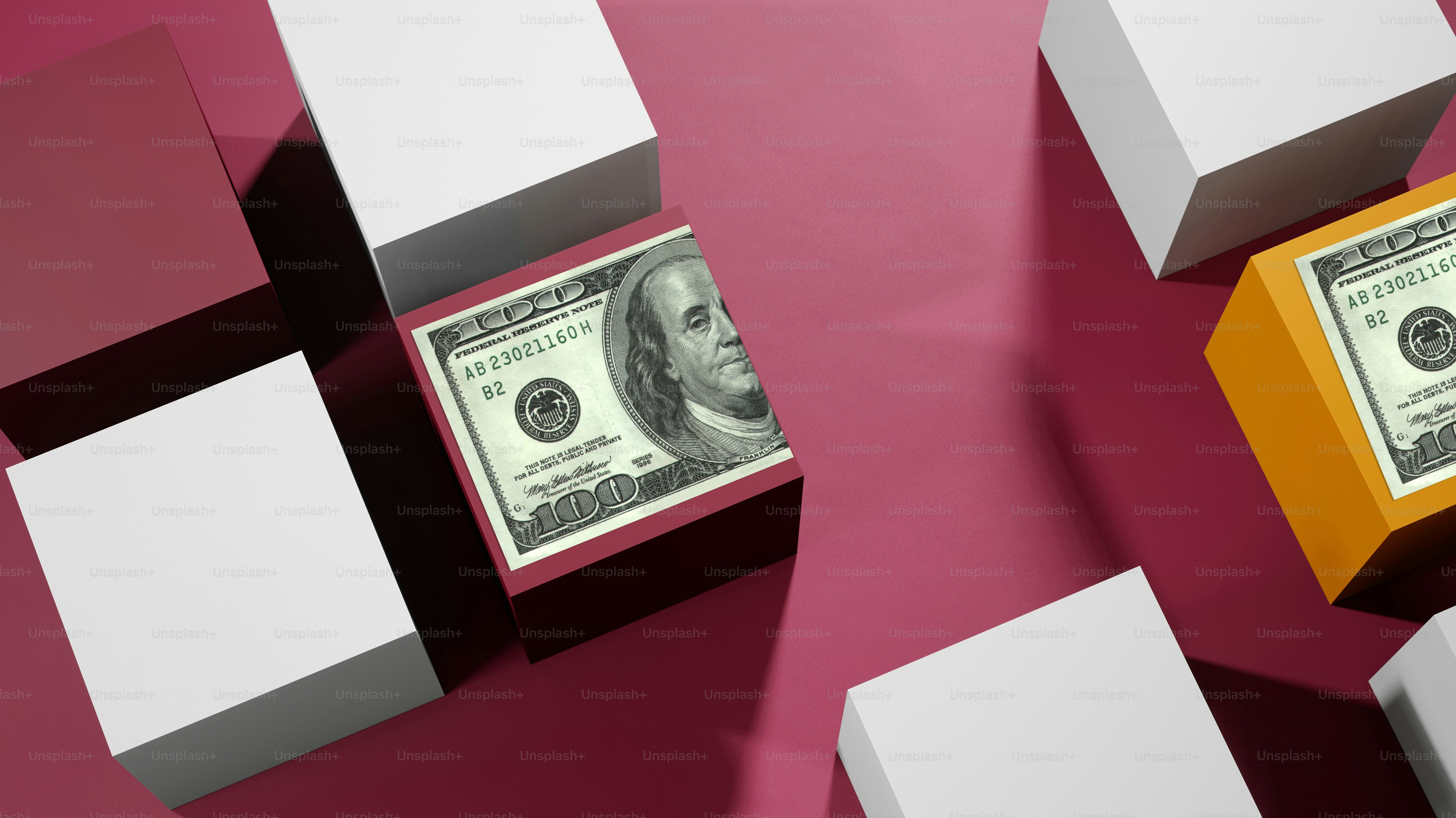 Ein Ein-Dollar-Schein, der in einer Schachtel sitzt