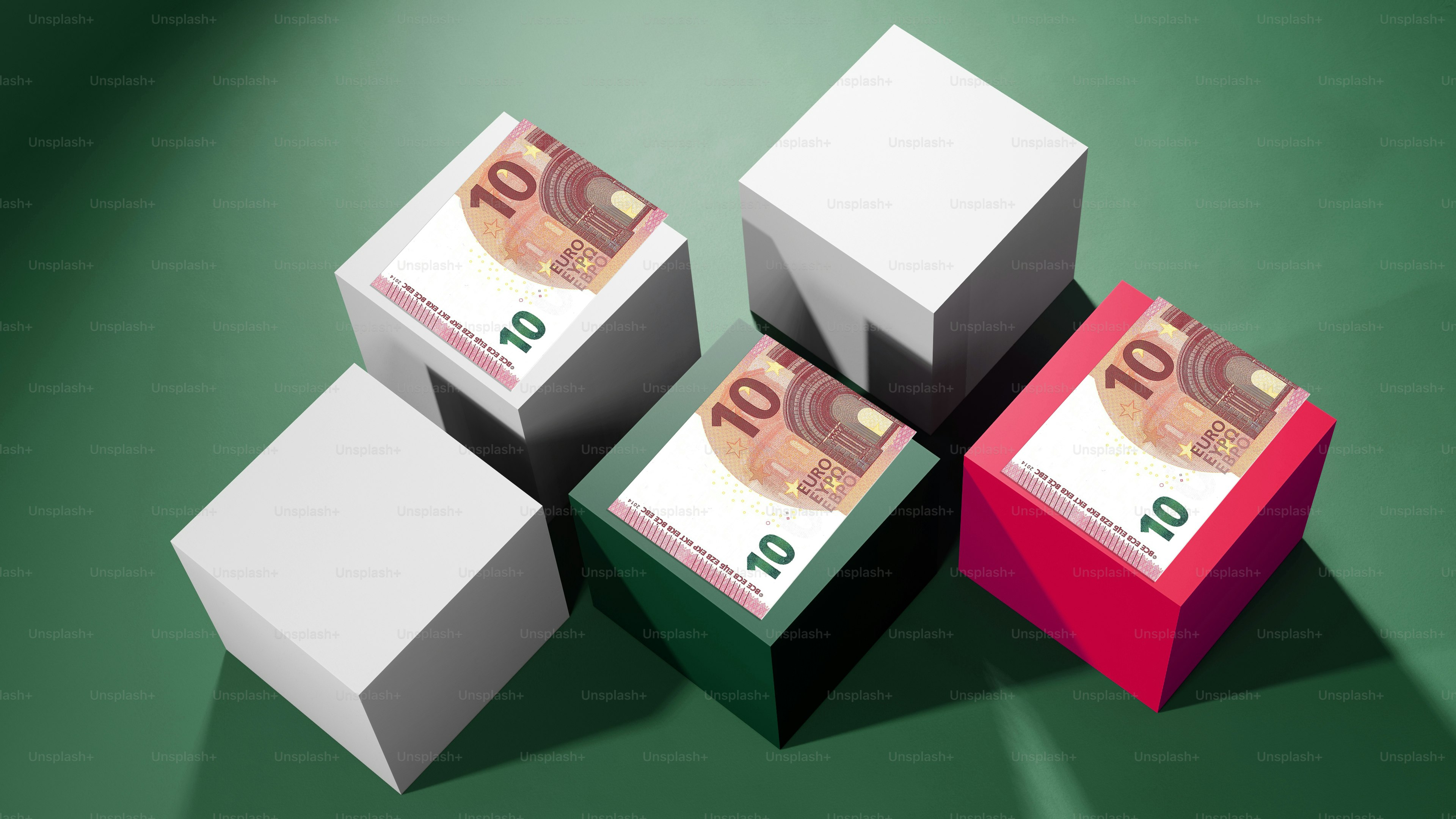 three cubes are stacked on top of each other