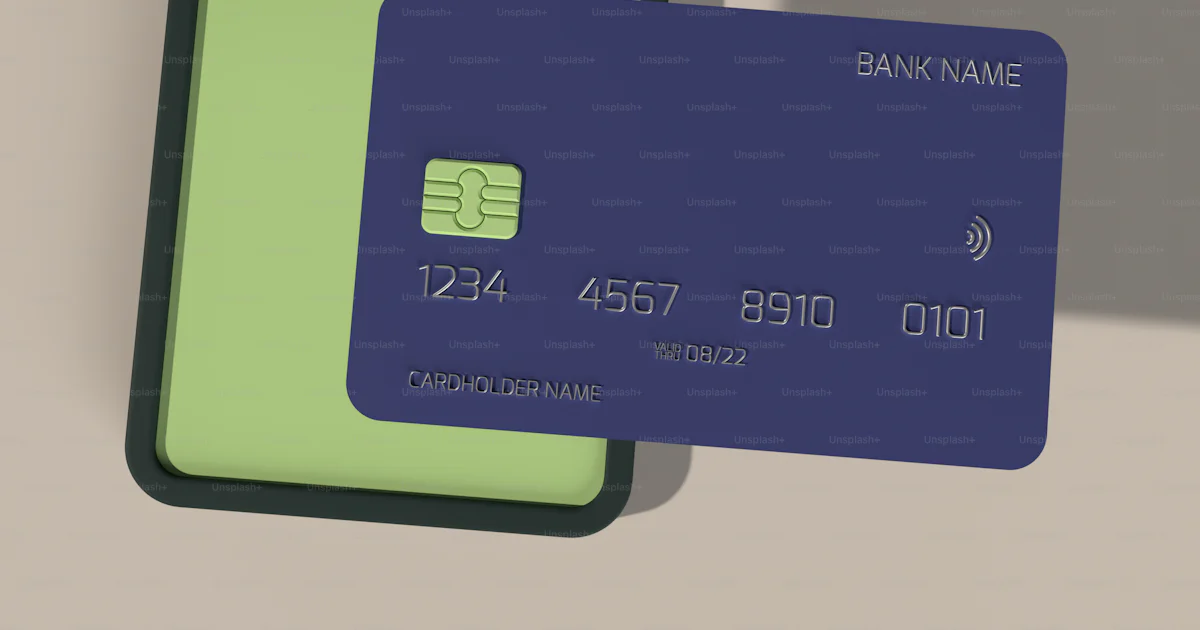 A green and blue credit card sitting next to each other photo – Digital ...