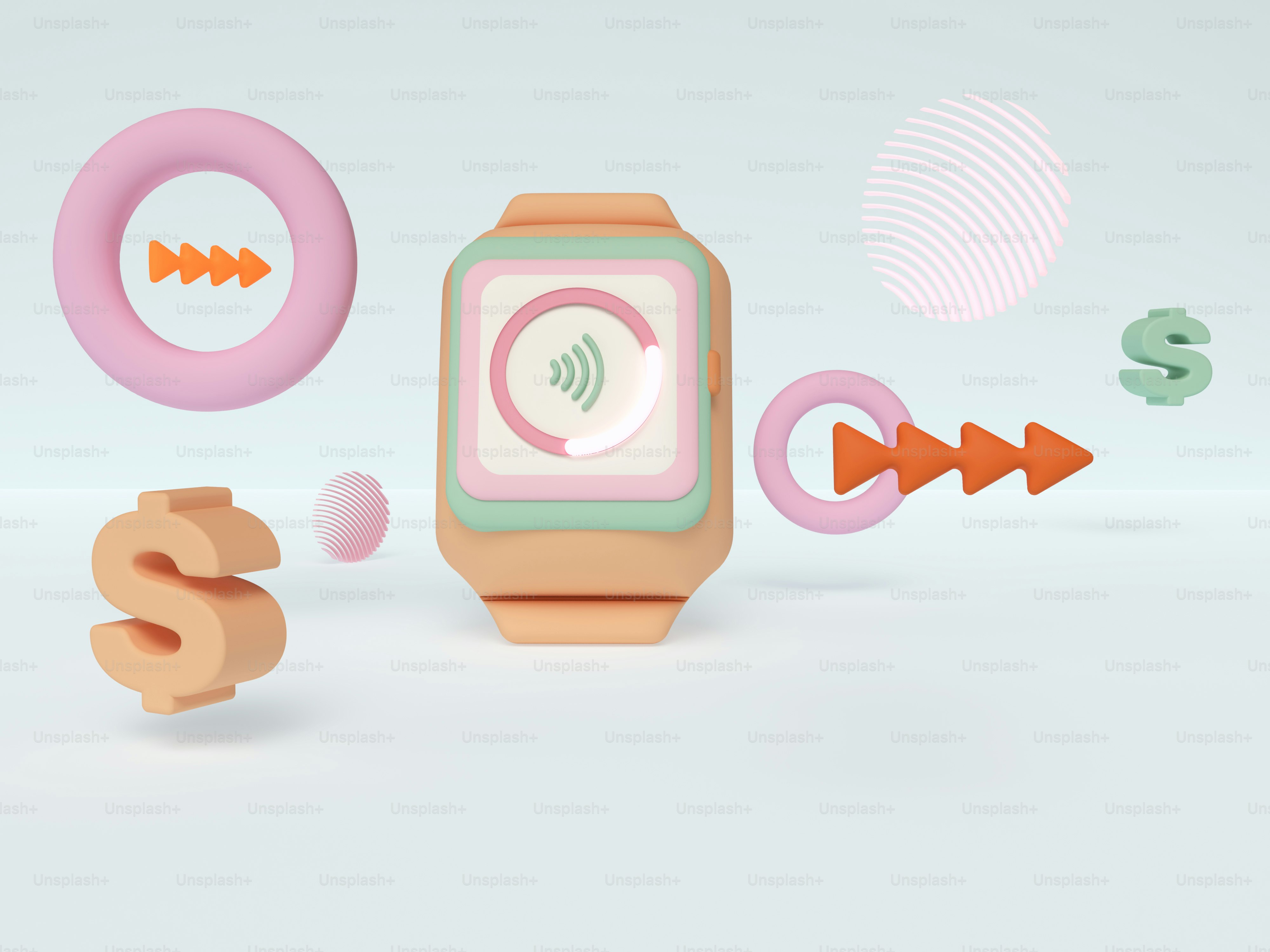 Eine Smartwatch, die von verschiedenen Objekten umgeben ist