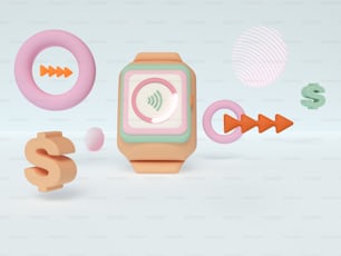 a smart watch surrounded by various objects