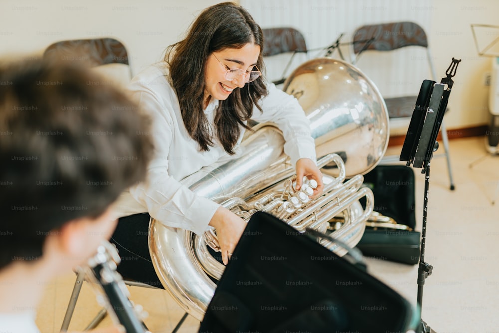 Senior Woman Playing Tuba Indoor Stock Photo by ©olly18 200120172