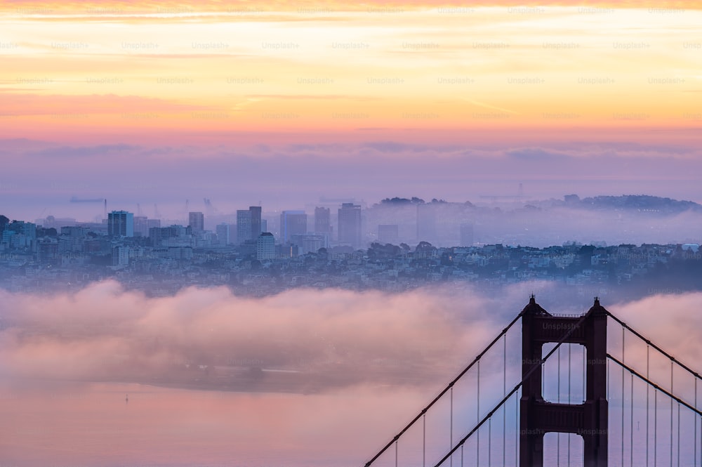Die Golden Gate Bridge ist von Nebel umgeben
