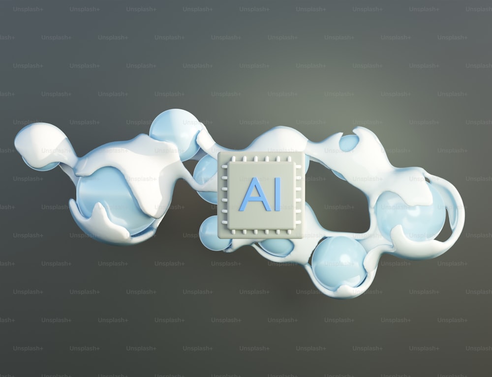 Une image 3D d’une substance blanche avec la lettre AI dessus